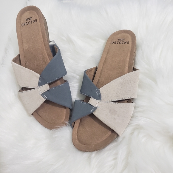 Earth Origins Womens Sandal Size 8 Lexi Blue Suede Strappy Low 1" Heel NEW - Picture 10 of 11